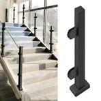 Paslanmaz Çelik Siyah Cam Korkuluk Seti Kapalı/Açık Korkuluk Ayarlanabilir Yükseklik 24 "42" Emniyet Camı Korkuluk Kelepçe ve H 110cm Post