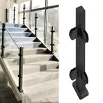 Paslanmaz Çelik Siyah Cam Korkuluk Seti Kapalı/Açık Korkuluk Ayarlanabilir Yükseklik 24 "42" Emniyet Camı Korkuluk Kelepçe ve Köşe Direği ile Dayanıklı Güverte Eskrim