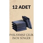 Paslanmaz Çelik Telli Bulaşık Süngeri 12'li, Dayanıklı ve Pratik Temizlik Aracı - Seçenek 1
