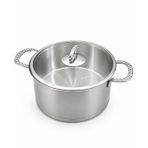 Paslanmaz Çelik Tencere, Cam Kapaklı, 24x12 Cm, 5.2 LT, Inox, Kapsül Taban, Bulaşık Makinesinde Yıkanabilir