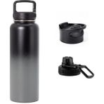 Paslanmaz Çelik Termos - 3 Adet Farklı Kullanımlara Uygun Kapak Hediyelidir - 1200 ml - 1,2 lt - Gri