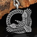 Paslanmaz Çelik Viking Mitoloji Hafıza Simgesi Raven Kuzgun Kolye