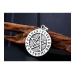 Paslanmaz Çelik Viking Rune Harfler Pentagram Yıldız Kolye -Pentagram Kolye