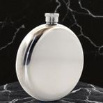 Paslanmaz Çelik Yuvarlak 8 Oz Tekli Matara Vip - Gümüş