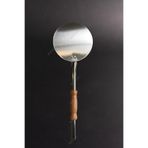 Paslanmaz Çelik Yuvarlak Pizza Çevirme Küreği (24 cm) - 150 cm Paslanmaz Çelik Saplı