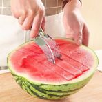 Paslanmaz çelikten karpuz bıçağı, çok fonksiyonlu mutfak gereçleri, karpuz bloğu, ananas bıçağı, kavun, papaya, ejderha meyvesi meyve bıçağı. (Kalınlık 0,5 mm)