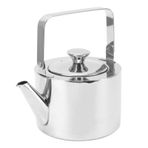 Paslanmaz çelikten süzgeçli çaydanlık. Kalınlaştırılmış metalden düdüklü çaydanlık ergonomik saplı tüm ocaklar için (büyük, 1,5 l)