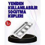Paslanmaz Çelikten Üretilmiş Metal Buz Küpü Seti ve Buz Klipsi Nemere - Renkli