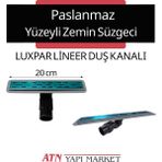 Paslanmaz Izgaralı 20 cm Lineer Duş Kanalı – 50MM Çıkışlı Zemin Süzgeci | Lüxpar | Banyo Gideri