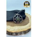 Paslanmaz Kararmaz Çelik Gümüş Rengi Pusulalı Halka Pentagram 60 Cm Yılan Zincir Unisex Çelik Kolye