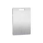 Paslanmaz Krom Metal Çelik Et Balık Sebze Kesme Panosu Tahtası - 22,5 X 33 Cm. -