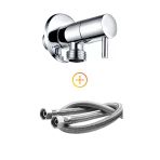 Paslanmaz Krom Taharet Musluğu (Aç-Kapa) 5 Yıl Garantili + 3/8 - 3/8 50 Cm Flex Hortum Hediyeli