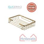 Paslanmaz Pirinç Taci 22x15cm Şampuanlık Banyo Rafı Süngerlik Altın Gold Sarı