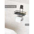 Paslanmaz Raflı Tuvalet Kağıdı Askılığı Wc Kağıtlık Tutucu Siyah