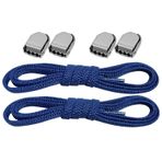 Paslanmaz, Sıkıştırmalı Metal Klipsli, Önü Açık Modelli, Akıllı, Pratik, 100 cm Elastik, Bağlamaya Gerek Olmayan Ayakkabı Bağcığı, (1 ÇİFT) (LACİVERT)
