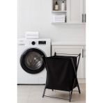 Paslanmaz Siyah Metal Çok Amaçlı Çamaşır Sepeti 50X40 cm - Seçenek 1 - Ahşap