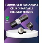 Paslanmaz Termos ve Ikili Bardak Seti | 6-12 Saat Sıcak/soğuk Tutma - Çok Renkli - 0,1 lt