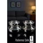Paslanmaz Yuvarlak Küllük - Metal Kül Tablası - Masaüstü Küllük 4 Lü