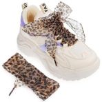 PASOLABE Leopar Baskılı Ayakkabı Bağcıkları, Spor Ayakkabılar için, 2 Çift Leopar Kurdele Ayakkabı Bağcığı Yedek Çita Ayakkabı Bağcıkları Leopar Kadın Ayakkabı Bağcığı (4 cm Genişlik), Çoklu, 4*130CM