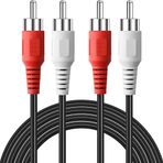 PASOW RCA Kabloları, 2RCA Erkek - 2RCA Erkek Stereo Ses Subwoofer Kablosu Ev Sineması, HDTV, Amplifikatör, Hi-Fi Sistemleri, Hoparlörler için Çift Korumalı RCA Kablosu (15 Fit)