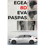 PASPASGRAFT Fiat Egea 2016–2024 Siyah 8D Deri Tam Kaplama Havuzlu Oto Paspas + Metal Topukluk EVA Çift Koruma Seti