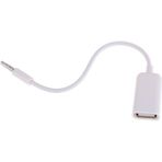 Passing USB Dişi - Aux 3.5mm Erkek Jak Fişi Ses Dönüştürücü Adaptör Veri Kablosu (Yurt Dışından) - Beyaz - 1 Adet