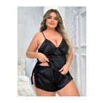 passıone güngören10002 Büyük Beden Saten Dantelli Şortlu Pijama Takım 10002