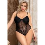 passıone güngören10004,, Fantazi Dantelli Siyah Büyük Beden Body Gecelik 10004