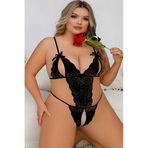 passıone güngören10007,, Siyah Fantazi Dantelli Büyük Beden Body Gecelik 10007