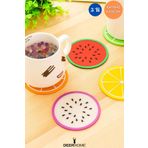 Passionis 5li Silikon Bardak Altlığı Meyve Şekli Kaymaz Ped Mat Kupa Çay Kahve Bardağı Tutucu