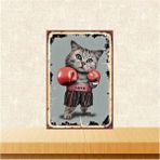 Passpano Ahşap Vintage Tablo " Boksör Kedi" Ahşap Mdf 25X35CM