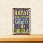 Passpano Ahşap Vintage Tablo " Hayat Her Zaman Gülmez " Ahşap Mdf 25X35CM