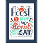 Passpano Ahşap Vintage Tablo " House Is Not Home Whitout Cat"ahşap Mdf 25X35CM