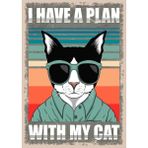 Passpano Ahşap Vintage Tablo " I Have A Plan Whit My Cat" Ahşap Mdf 25X35CM