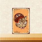 Passpano Ahşap Vintage Tablo " Kedi Muhtaza" Ahşap Mdf 25X35CM