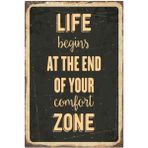 Passpano Ahşap Vintage Tablo " Life Begins At The End Of Your" Mdf 25X35CM
