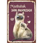Passpano Ahşap Vintage Tablo " Mutluluk Daima Yakınımızdadır" Ahşap Mdf 25X35CM