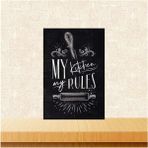 Passpano Ahşap Vintage Tablo " My Kitchen My Rules" Ahşap Mdf 25X35CM