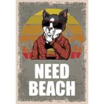 Passpano Ahşap Vintage Tablo " Need Beach Cat" Ahşap Mdf 25X35CM