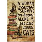 Passpano Ahşap Vintage Tablo " She Also Needs Cats" Ahşap Mdf 25X35CM