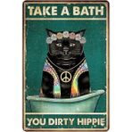 Passpano Ahşap Vintage Tablo " Take A Bath You Dirty Hippie" Ahşap Mdf 25X35 cm