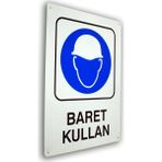 PassPano Metal Iş Güvenliği Levha BARET KULLAN 25,5 x 36 cm