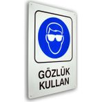PassPano Metal Iş Güvenliği Levha GÖZLÜK KULLAN 25,5 x 36 cm