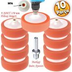 Pasta Cila Polisaj Süngeri Zımpara Tabanlı Turuncu 150 Mm M14 Uyumlu Matkap Aparatı ( 10 Parça Set)