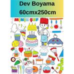 Pasta Kap Kek Turta Minik Şef Erkek Çocuk Dev Boyama Kağıdı | Doğum Günü Özel Aktivite Hediyesi - Çok Renkli