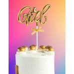 Pasta Üstü Çubuklu süs Krom cinsiyet Partisi Baby Shower Altın Girl Yazılı Çubuk