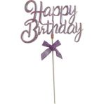 Pasta Üstü Happy Birthday Yazılı Süs & Toppers (Neon Lila)