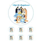 Pasta9 Bluey Yenilebilir Pasta Resmi Pirinç Kağıdından 6-8-10 Kişilik Pastaya Uygun 16 Cm