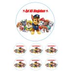 Pasta9 Paw Patrol Yenilebilir Pasta Resmi Pirinç Kağıdından 6-8-10 Kişilik Pastaya Uygun 16 Cm