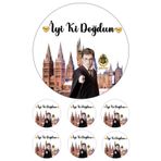 Pasta9 Yenilebilir Pasta Resmi Herry Potter Pirinç Kağıdından 6-8-10 Kişilik Pastaya Uygun 16 Cm
